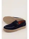 Gondol Erkek Hakiki Deri Casual Flötr Ayakkabı (Moc-Toe) cz.464 Lacivert