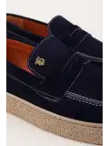 Gondol Erkek Hakiki Deri Casual Flötr Ayakkabı (Moc-Toe) cz.464 Lacivert
