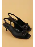 Gondol Kadın Hakiki Deri İnce Stiletto Topuklu Abiye Ayakkabı brgl.6153 Siyah