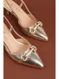 Gondol Kadın Hakiki Deri İnce Stiletto Topuklu Abiye Ayakkabı brgl.5793 Gold