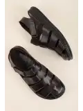 Gondol Erkek Hakiki Deri Günlük Rahat Taban Sandalet hkm.32 Kahverengi