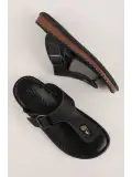 Gondol Erkek Hakiki Deri Parmak Arası Günlük Rahat Taban Terlik hkm.8 Siyah