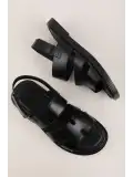 Gondol Erkek Hakiki Deri Günlük Rahat Taban Sandalet hkm.113 Siyah