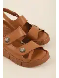 Gondol Hakiki Deri Konfort Taban Rahat Günlük Sandalet irm.114 Taba