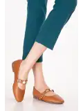 Hakiki Deri Kadın Günlük Babet Ayakkabı esl.5060 Taba