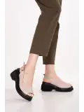 Gondol Hakiki Deri Platform Taban Sandalet pkr.64003 Buz Gri