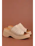 Gondol Hakiki Deri Platform Taban Terlik pkr.64023 Bej