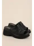 Gondol Hakiki Deri Platform Taban Terlik pkr.64023 Siyah