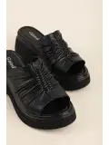 Gondol Hakiki Deri Platform Taban Terlik pkr.64023 Siyah