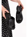 Gondol Hakiki Deri Platform Taban Terlik pkr.64023 Siyah