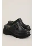 Gondol Hakiki Deri Platform Taban Sabo Terlik pkr.64030 Siyah