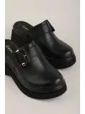 Gondol Hakiki Deri Platform Taban Sabo Terlik pkr.64030 Siyah