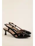 Gondol Kadın Hakiki Deri İnce Stiletto Topuklu Abiye Ayakkabı ast.6870 Siyah Rugan