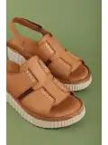 Gondol Hakiki Deri Konfort Taban Rahat Günlük Sandalet ımk.2203 Taba