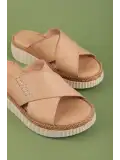 Gondol Hakiki Deri Konfort Taban Rahat Günlük Terlik ımk.2205 Cappuccino
