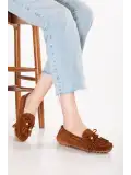 Gondol Hakiki Deri Süet Esnek Hafif Çorap gib Rahat Loafer sw.780 Taba Süet
