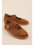 Gondol Hakiki Deri Yuvarlak Burun Anatomik Taban Rahat Günlük Babet es.310 Taba Süet