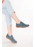 Gondol Hakiki Deri Anatomik Taban Rahat Günlük Ayakkabı usl.2201 Mavi