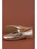Gondol Kadın Hakiki Deri Günlük Delikli Bantlı Babet hl.24500 Gold