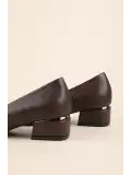 Gondol Hakiki Deri Kısa Topuklu Ayakkabı vdt.07 Kahverengi
