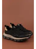 Gondol Erkek Günlük Rahat Hafif Lastik Bağcıklı Fileli Ayakkabı hd.261416 Siyah