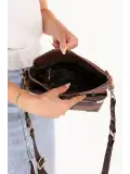 Gondol Kadın Günlük Şık Kullanışlı Ekose Desen Omuz Çantası sp.1110 Kahve Ekose