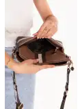 Gondol Kadın Günlük Şık Kullanışlı Ekose Desen Omuz Çantası sp.1110 Kahve Ekose