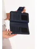 Gondol Günlük Kullanışlı Cüzdan ve Kartlık sp.9028 Lacivert Ekose