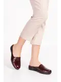 Gondol Kadın İçi Dışı Hakiki Deri Şık Ev Terliği Özl.960 Bordo Petek