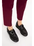 Gondol Hakiki Deri Anatomik Taban Rahat Lastik Bağcıklı Ayakkabı elnr.5805 Siyah