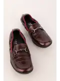 Gondol Kadın Hakiki Deri Anatomik Taban Lastikli Babet ell.7085 Bordo