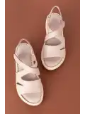 Gondol Hakiki Deri Ortopedik Taban Rahat Günlük Sandalet ımk.073 Buz Gri