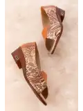 Gondol Kadın Hakiki Deri Kısa Topuklu Rahat Ayakkabı msa.42 Taba Yılan