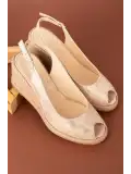 Gondol Kadın Hakiki Deri Dolgu Topuk Platform Sandalet ell.7062 Gold