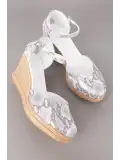Gondol Kadın Hakiki Deri Dolgu Topuk Platform Sandalet ell.6215 Gri Yılan
