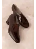 Gondol Hakiki Deri Kısa Topuklu Ayakkabı vdt.61 Kahve Croco