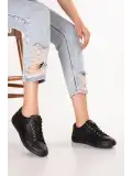 Gondol Kadın Hakiki Deri Günlük Rahat Sneaker flf.216 Siyah