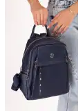 Gondol Kadın Kullanışlı Günlük Sırt Çantası ald.80755 Lacivert Cilt