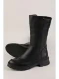 Gondol Hakiki Deri Yarım Çizme Günlük Hafif Çizme Sheff Siyah