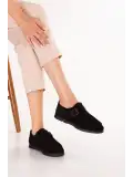 Gondol Kadın Hakiki Deri Tokalı Loafer Ayakkabı hl.33400 Siyah Süet