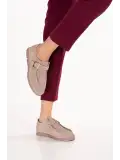 Gondol Kadın Hakiki Deri Tokalı Loafer Ayakkabı hl.33400 Vizon Süet