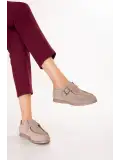 Gondol Kadın Hakiki Deri Tokalı Loafer Ayakkabı hl.33400 Vizon Süet