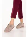 Gondol Kadın Hakiki Deri Tokalı Loafer Ayakkabı hl.33400 Vizon Süet
