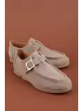 Gondol Kadın Hakiki Deri Tokalı Loafer Ayakkabı hl.33400 Vizon Süet