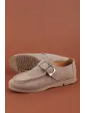 Gondol Kadın Hakiki Deri Tokalı Loafer Ayakkabı hl.33400 Vizon Süet