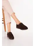 Gondol Kadın Hakiki Deri Moccasin Golf Model Kadın Ayakkabı hl.33401 Kahve Süet