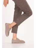 Gondol Kadın Hakiki Deri Moccasin Golf Model Kadın Ayakkabı hl.33401 Vizon Süet