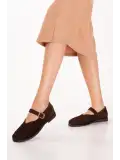 Gondol Kadın Hakiki Deri Baretli Babet hl.33301 Kahve Süet