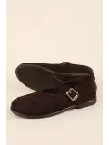 Gondol Kadın Hakiki Deri Baretli Babet hl.33301 Kahve Süet