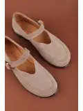 Gondol Kadın Hakiki Deri Baretli Babet hl.33301 Vizon Süet